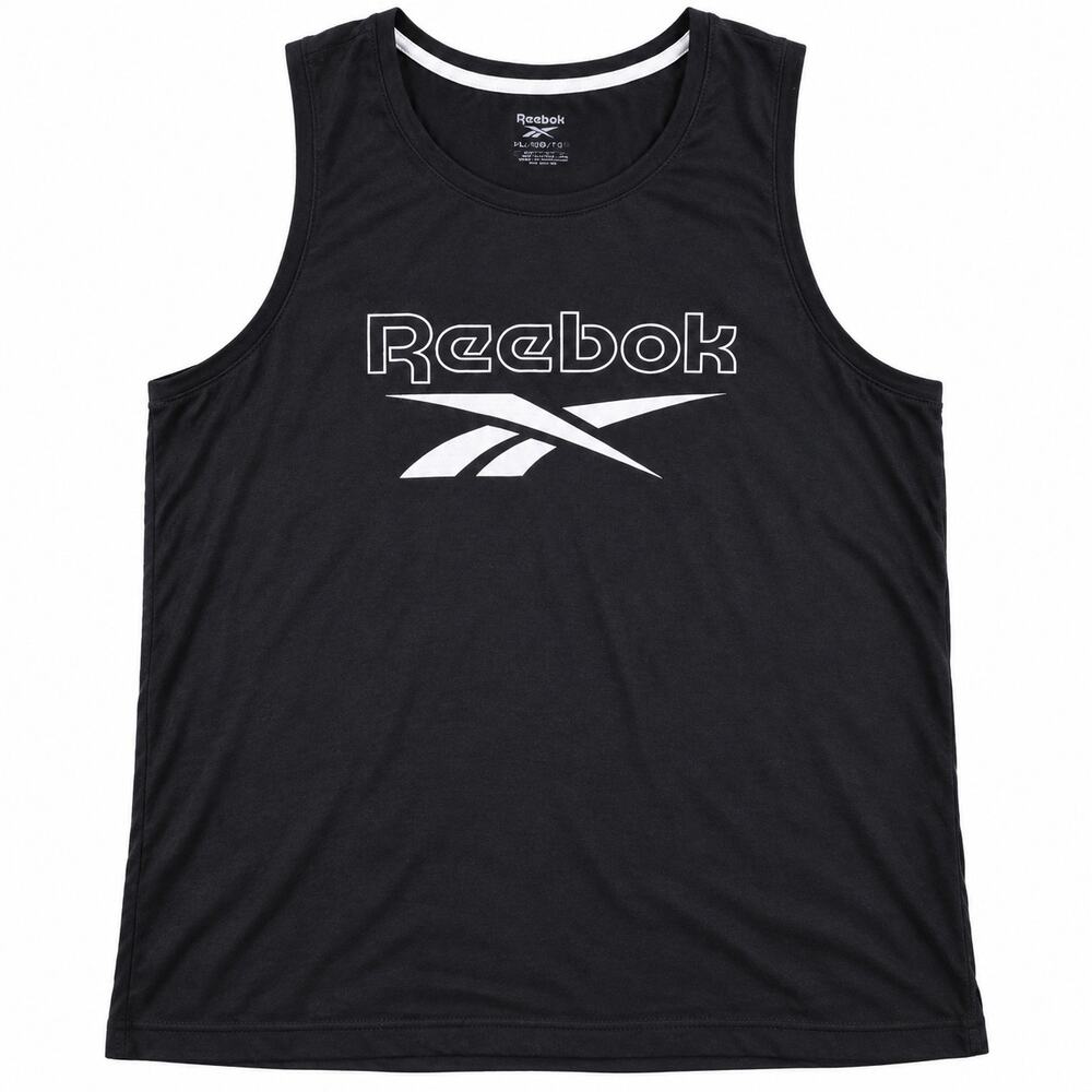 Reebok Women’s XXL Black White Logo Racerback Workout Gym Athletic Tank Top